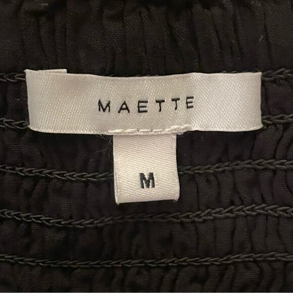 Maette women's black floral flower midi dress size medium M b22 - Picture 2 of 5